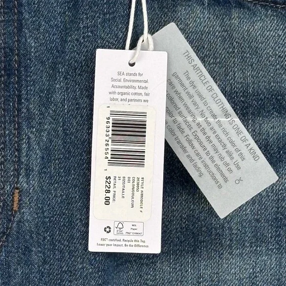 Outerknown SEA Jeans Womens Size 31 The Brook Wide-Leg Cropped High Waisted - Picture 8 of 10